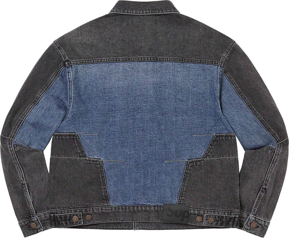 2-Tone Paneled Denim Jacket view 12